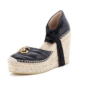 Gucci GG Matelasse Platform Espadrilles in Black Sz 41/10.5